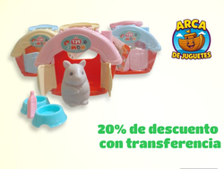 Mascota con Casita y Accesorios – Perro, Gato o Hámster – Juguete Infantil de 5 cm con Casita 9x10 cm