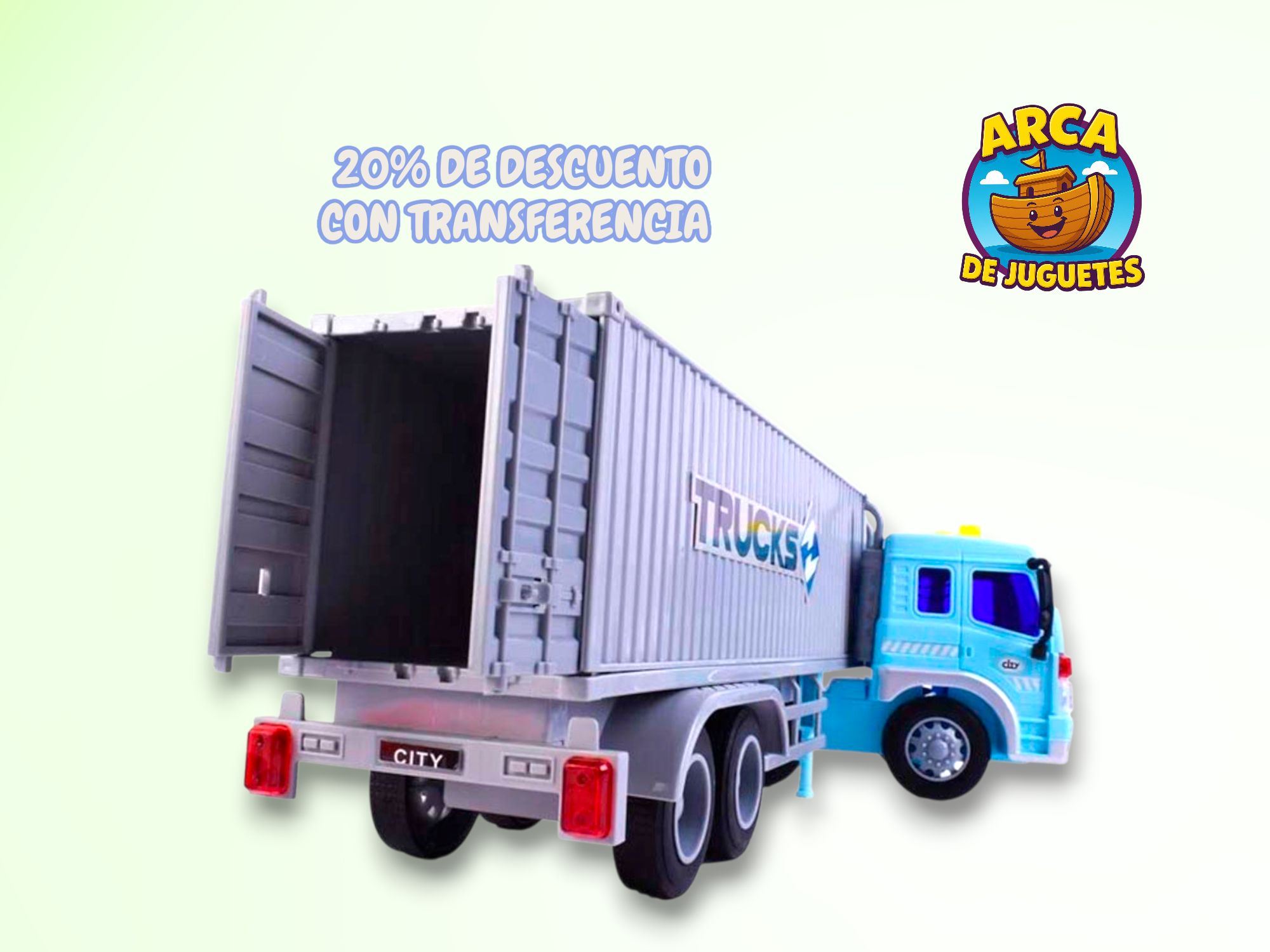 Camión Transportador de Contenedor con Luz y Sonido – Juguete Fricción City Service Escala 1:16