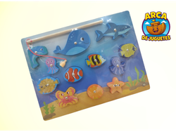 Juego de Pesca Magnética y Encastre de Animales de Mar de Madera con Imán – Didáctico y Educativo