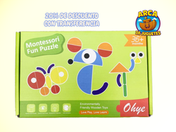 Juego Montessori Fun Puzzle 39 Piezas de Madera + 30 Tarjetas | Encastre y Aprendizaje Didáctico