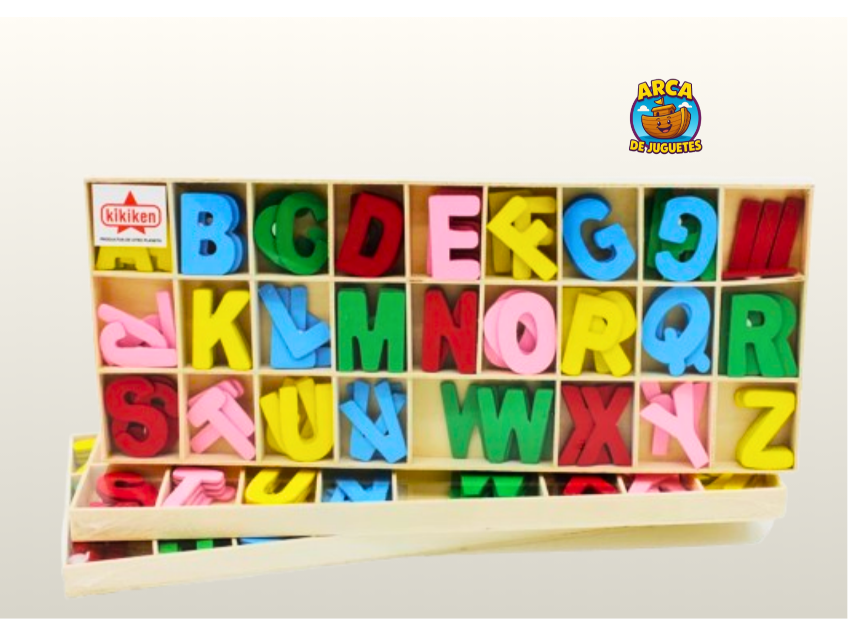 Caja de Letras de Madera | Abecedario Completo con Repeticiones para Formar Palabras