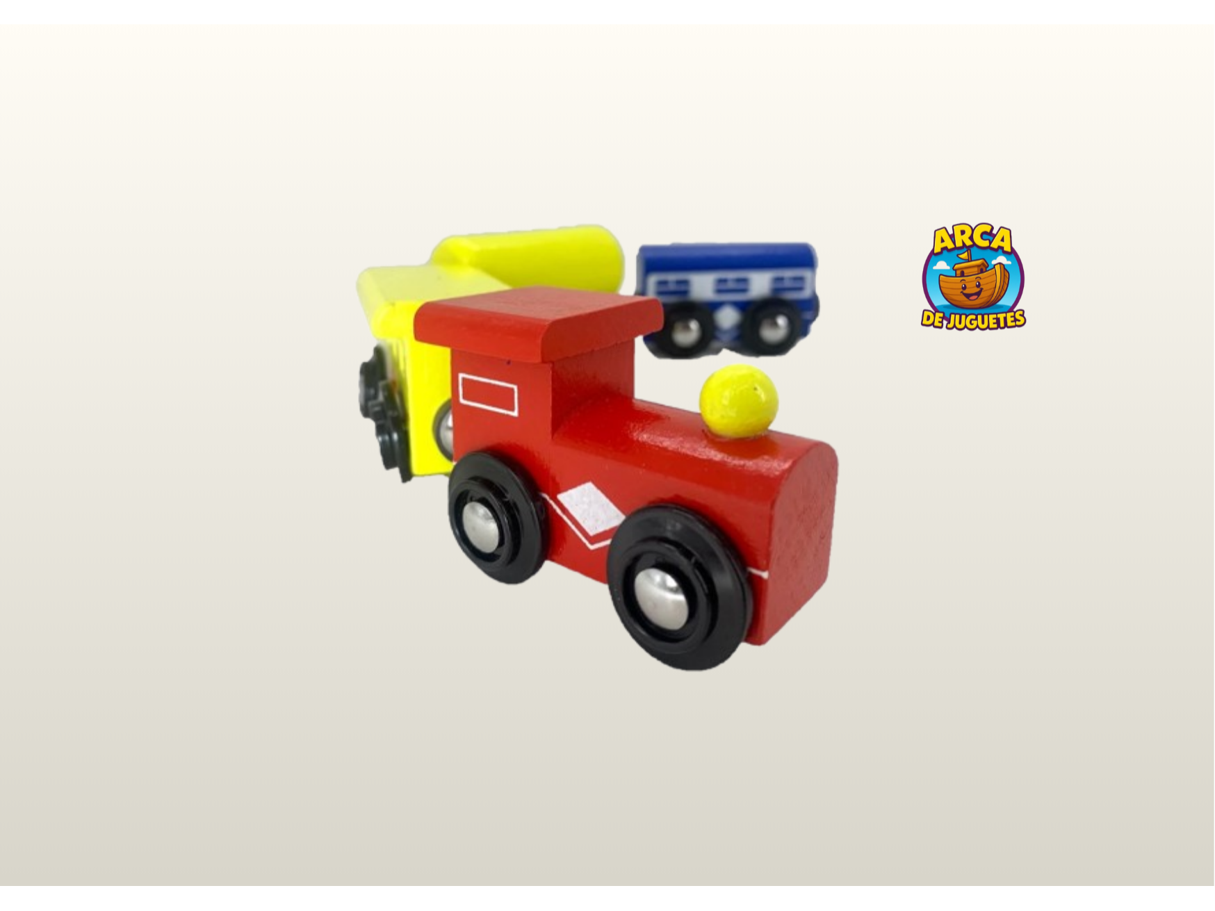 Tren de Madera con Imanes – 4 Piezas (1 Locomotora + 3 Vagones) – Juguete Didáctico Infantil