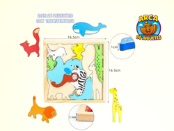 🧩 Rompecabezas de Madera – Figuras Temáticas (Dinosaurios, Granja, Selva y Mar)