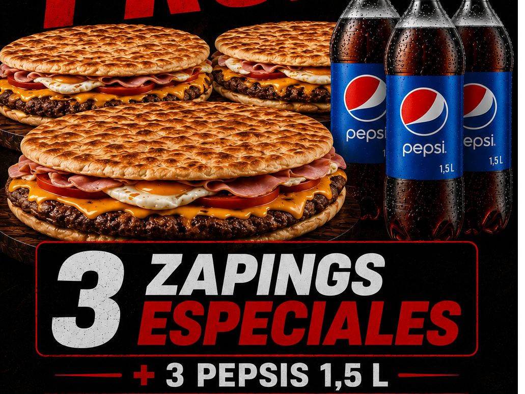 3 zaping especiales + 3 Pepsi 1,5