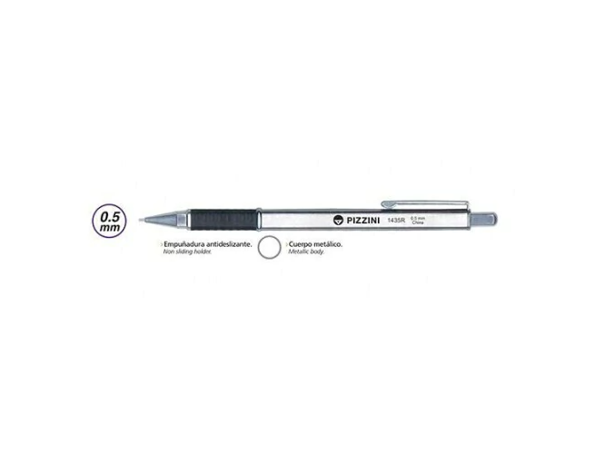 LAPIZ MECANICO PIZZINI 0.7MM CUERPO Y GRIP CLIP METAL CON GOMA