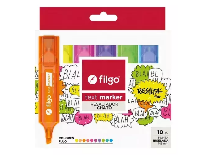 RESALTADOR CHATO FILGO X10 FLUO SURTIDO