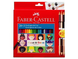 LAPIZ COLOR FABER ECOLAPIZ X24 + 3 CARAS Y COLORES