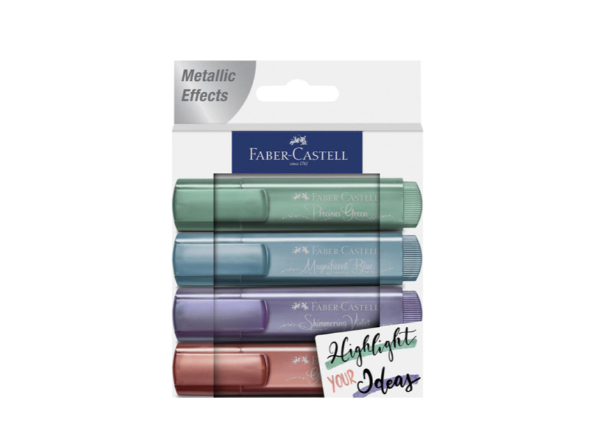 RESALTADOR CHATO FABER 46 BLISTER X4 METALICOS PASTEL