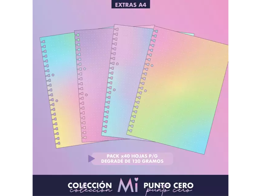 Repuesto A4 PUNTO CERO Degradé Puntos Guía x40 hojas de 90g