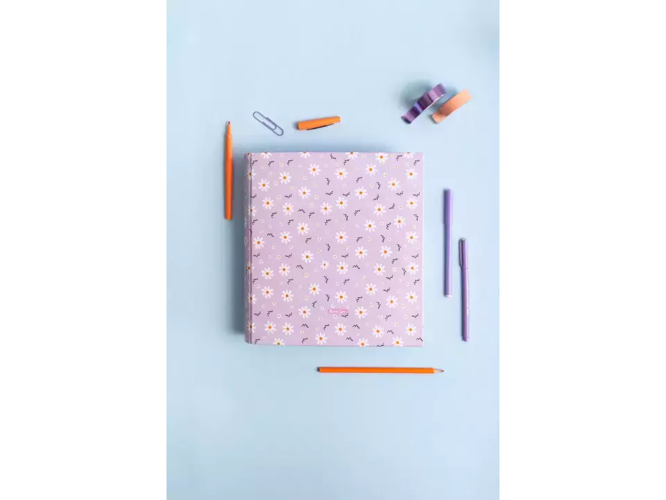 Carpeta 3 anillos N°3 - Florcitas Lila