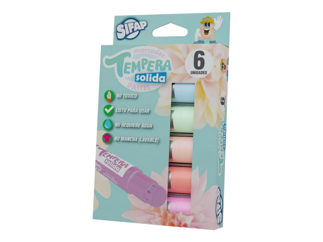 TEMPERA SIFAP SOLIDA PASTEL ESTUCHE X6