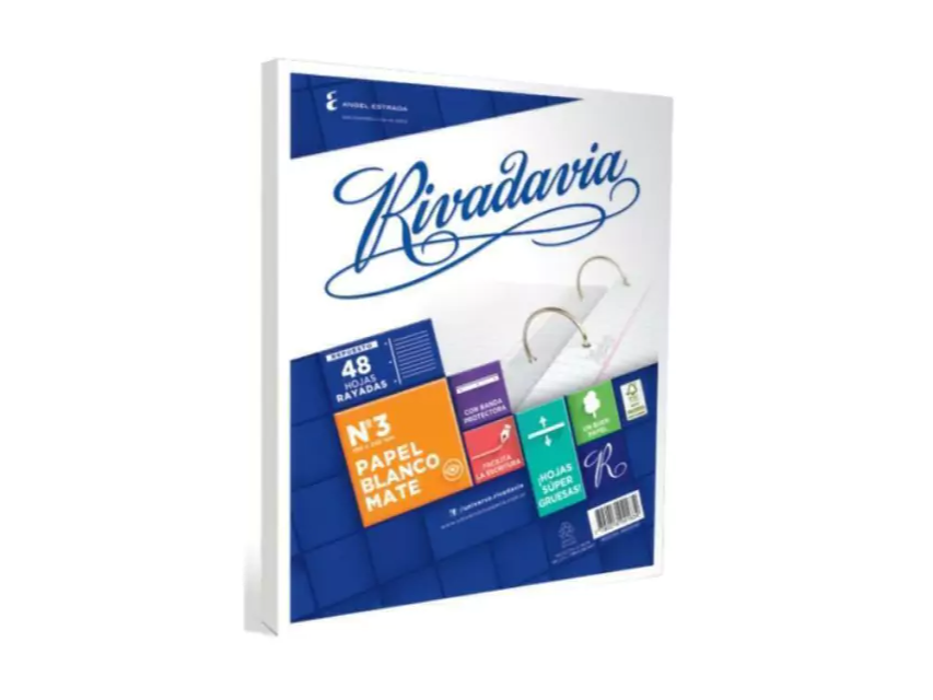 REPUESTO RIVADAVIA N3 CON BANDA 48 HOJAS MATE