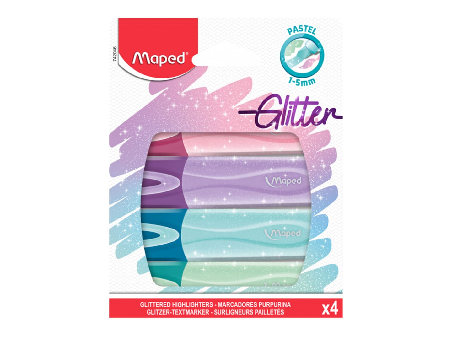 RESALTADOR CHATO MAPED BLISTER X4 GLITTER PASTEL