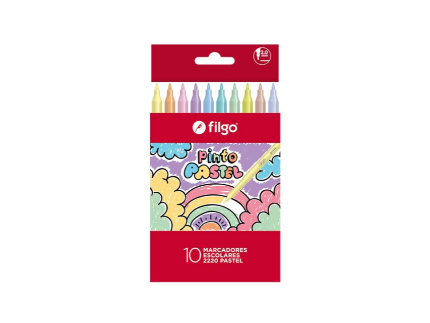 MARCADOR ESCOLAR FILGO PINTO 2220 PASTEL X10
