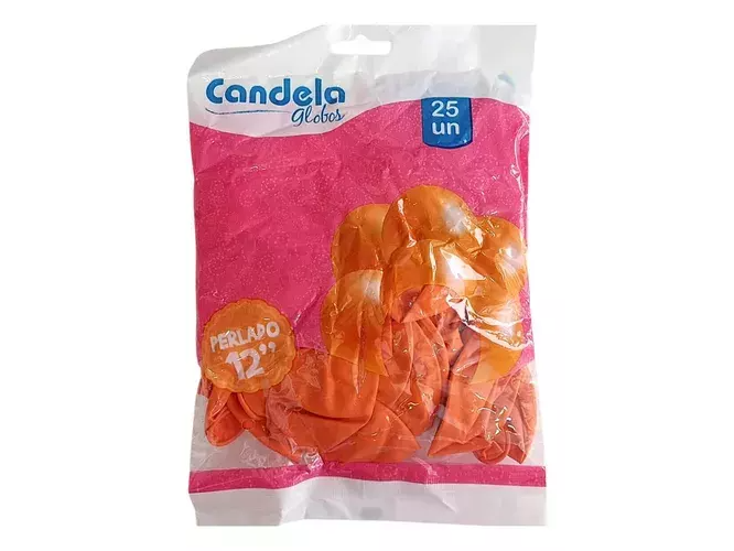 GLOBOS CANDELA 12" PERLADO X 25 NARANJA