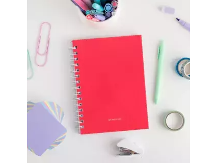 CUADERNO BP A5 T/Dura x 100 Hj. anillo doble alambre ROJO INTENSO