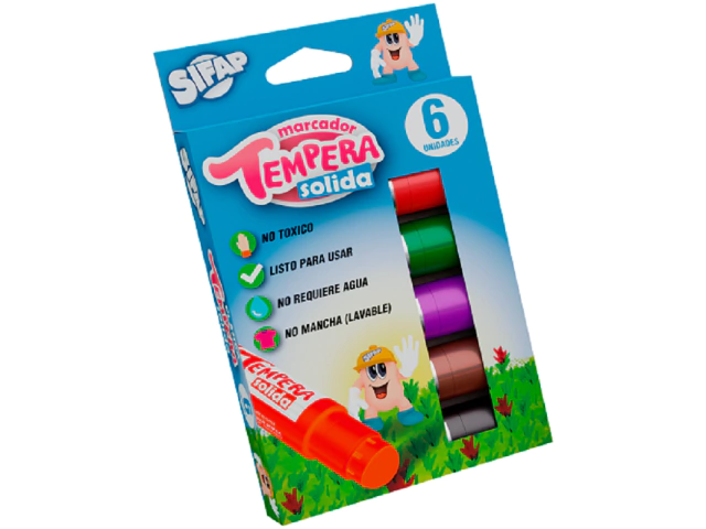 TEMPERA SOLIDA SIFAP EN BARRA X 6 COLOR