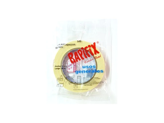 CINTA ADHESIVA PAPEL RAPIFIX 12X50 C/BOLSITA