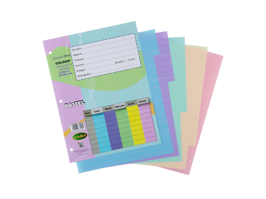 SEPARADOR N3 LAMA 5 POSICIONES PVC PASTEL