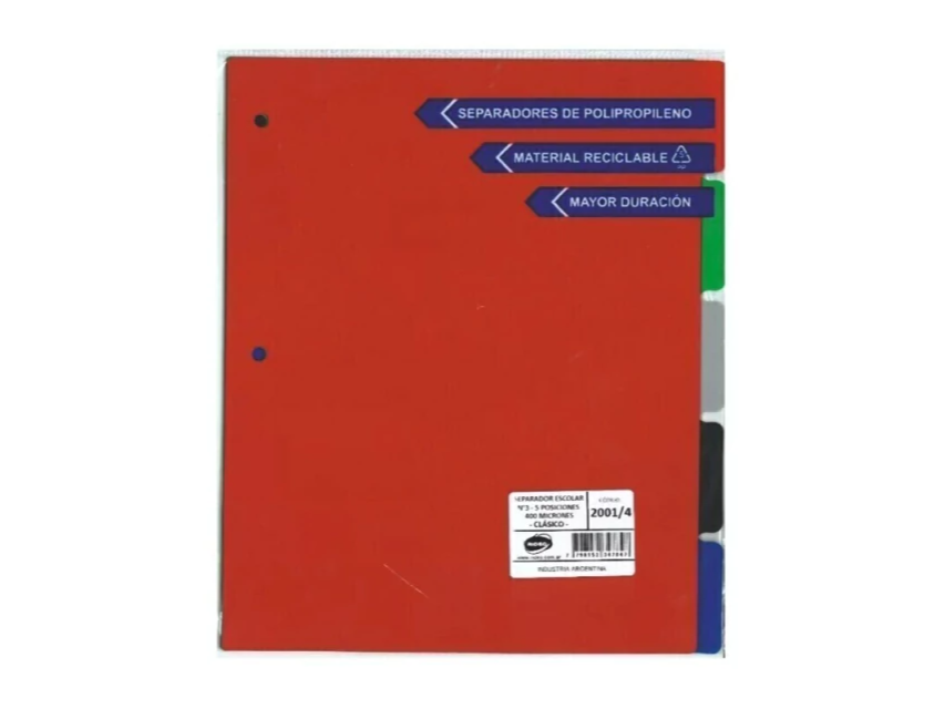 SEPARADOR PLASTICO RIDEO N3 ESCOLAR CLASICO CON LENGUETA