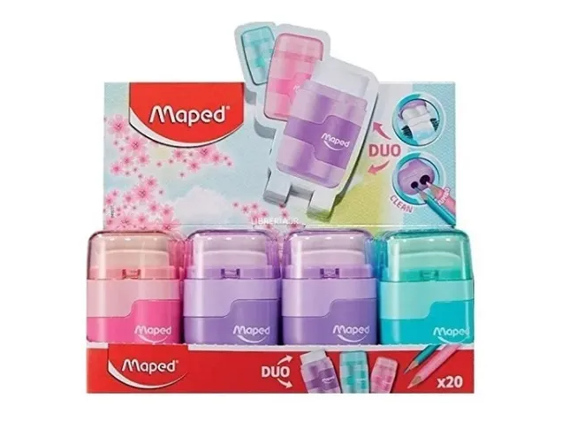 SACAPUNTAS MAPED + GOMA CONNECT PASTEL