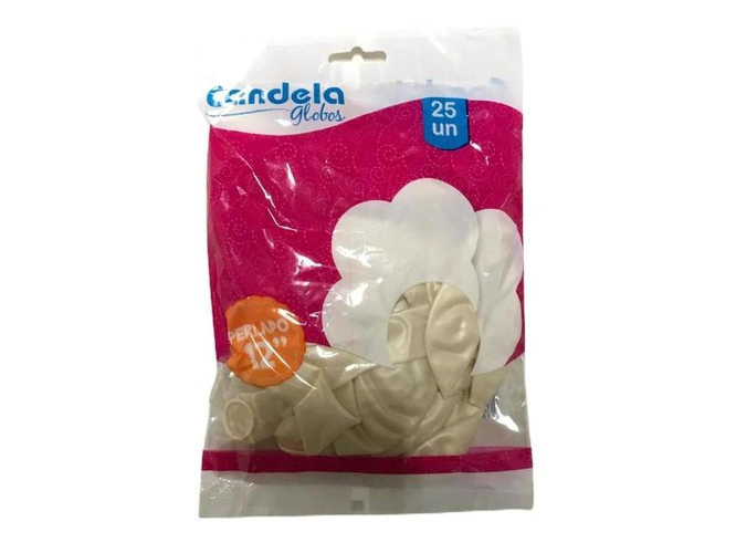 GLOBOS CANDELA 12" PERLADO X 25 BLANCO