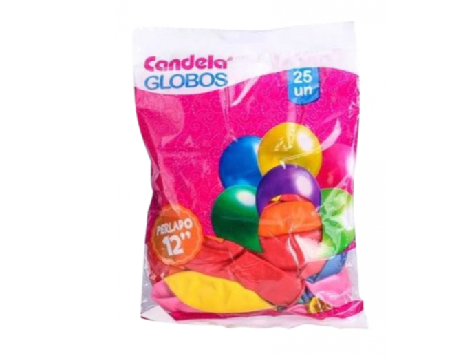 GLOBOS CANDELA 12" PERLADO X 25 SURTIDO