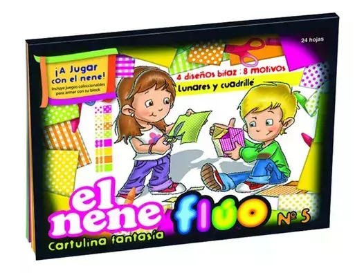 BLOCK DE DIBUJO N5 EL NENE FANTASIA FLUO 24 HOJAS