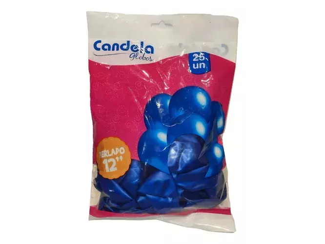 GLOBOS CANDELA 12" PERLADO X 25 AZUL