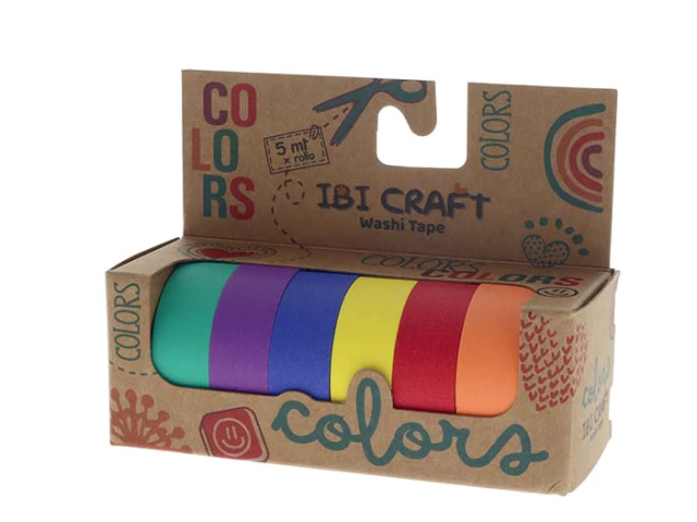 CINTA ADHESIVA IBICRAFT WASHI RAINBOW 5MT X6