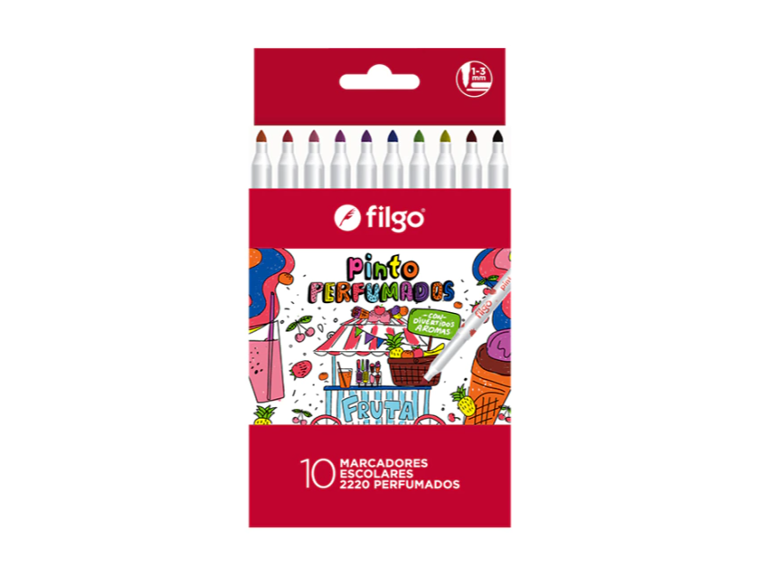 MARCADOR ESCOLAR FILGO PINTO 2220 PERFUMADO X10