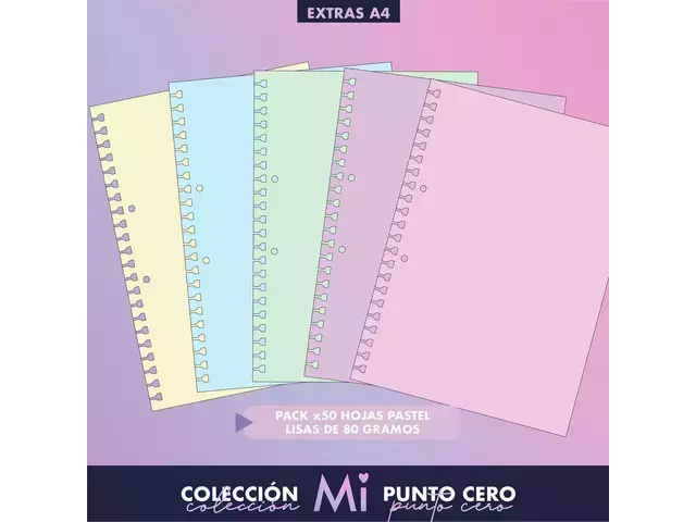 Repuesto A4 PUNTO CERO Pastel Liso x50hjs de 80g