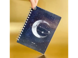 CUADERNO A5 T/Dura x 80 Hj. anillo doble alambre LUNA SATURNO