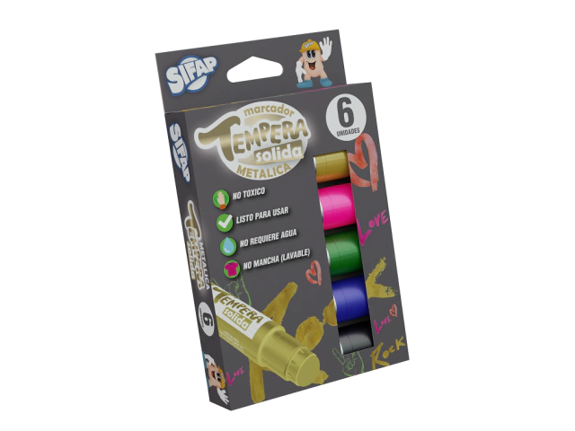 TEMPERA SIFAP SOLIDA METALICA ESTUCHE X6