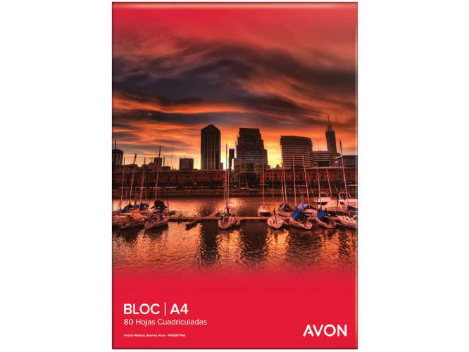 BLOCK A4 AVON EMBLOCADO 80 HOJAS CUADRICULADO