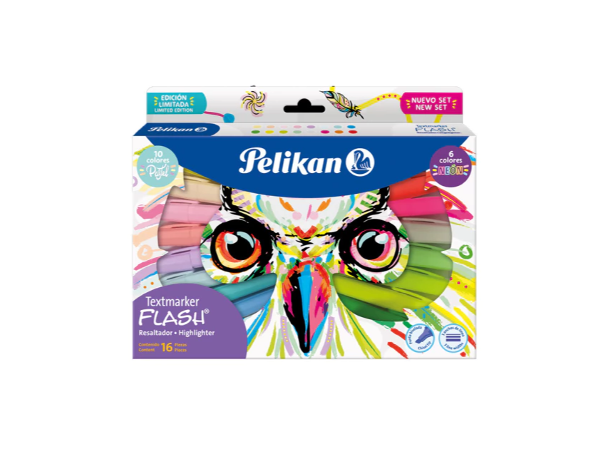 RESALTADOR CHATO PELIKAN FLASH X16 BUHO SURTIDOS
