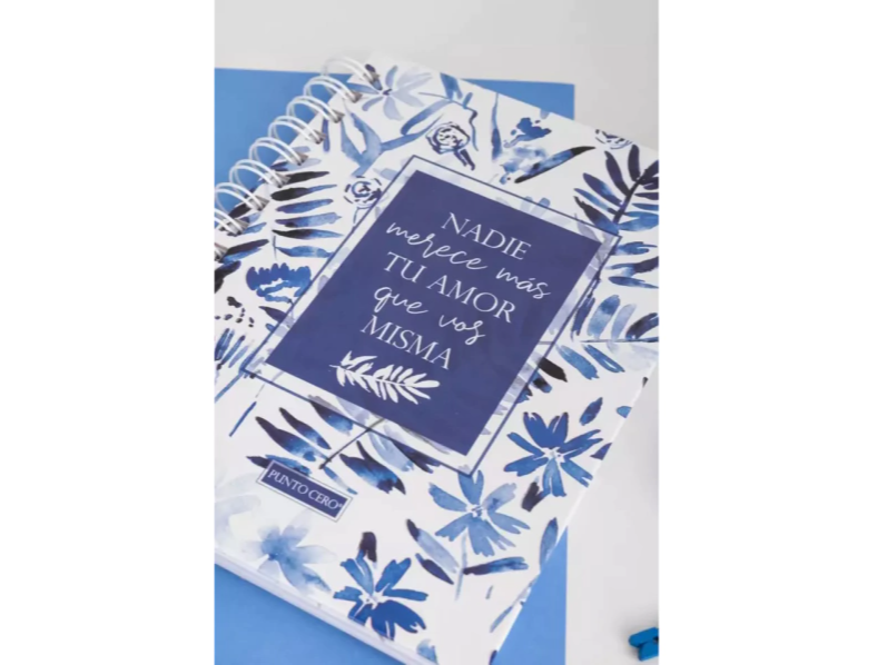 CUADERNO A5 T/Dura x 80 Hj. anillo doble alambre RAMAS AZULES