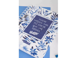 CUADERNO A5 T/Dura x 80 Hj. anillo doble alambre RAMAS AZULES