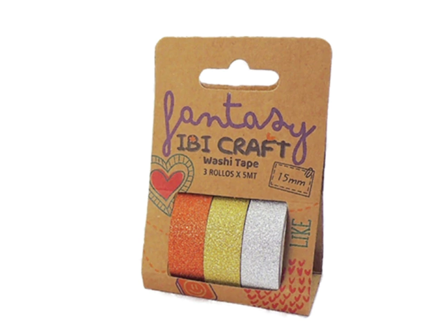 CINTA ADHESIVA IBICRAFT WASHI GLITTER 5MT X3