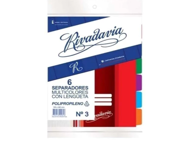SEPARADOR N3 RIVADAVIA PP 6 MATERIAS TROQUEL
