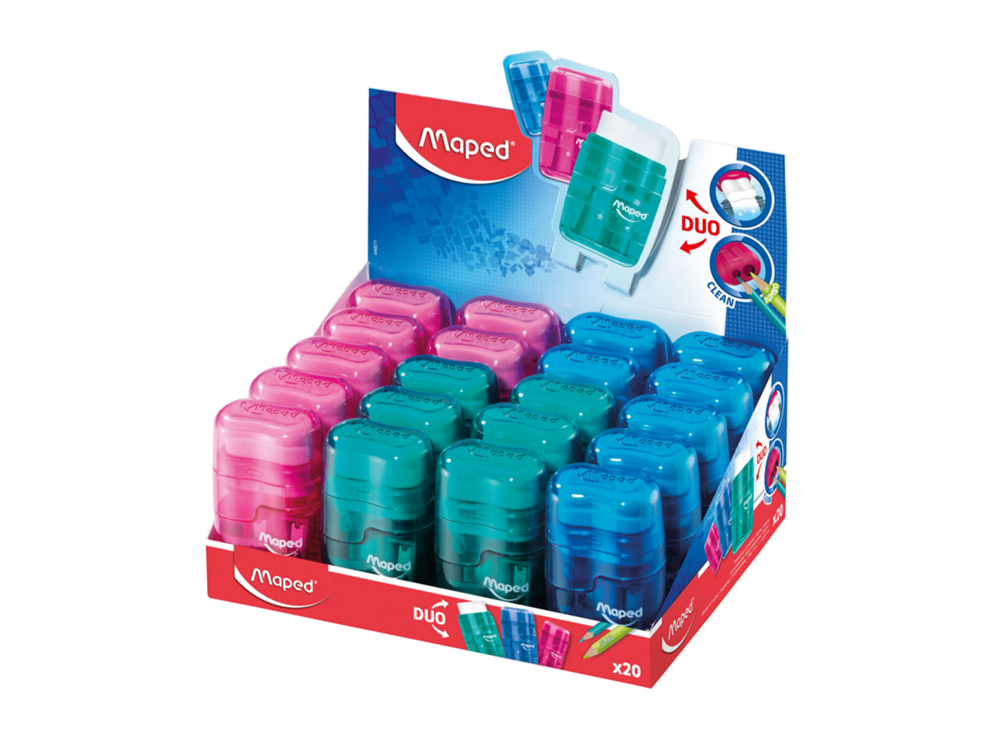 SACAPUNTAS MAPED + GOMA CONNECT TRASLUCIDO