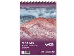 BLOCK A5 AVON ESPIRALADO 80 HOJAS CUADRICULADO