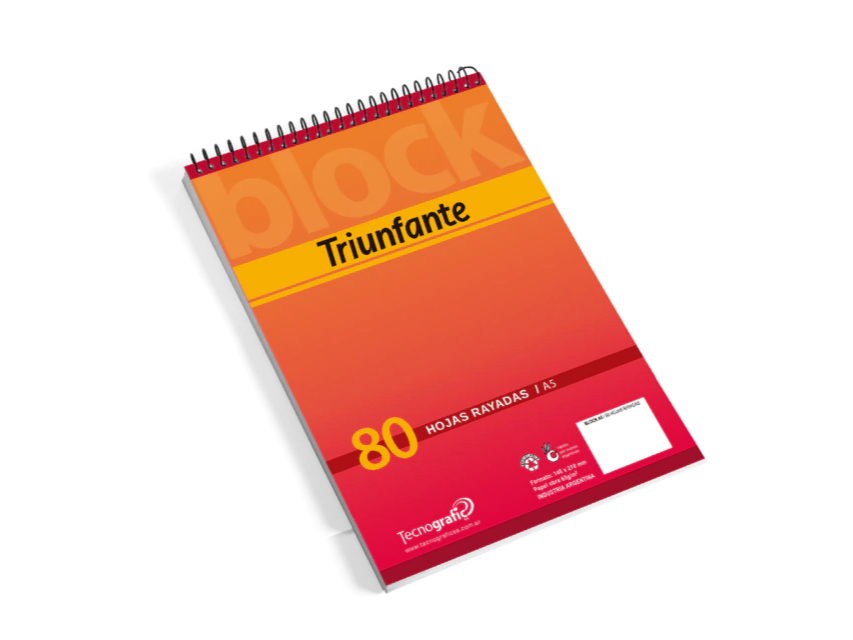 block espiralado a5 Triunfante 80 hojas rayado