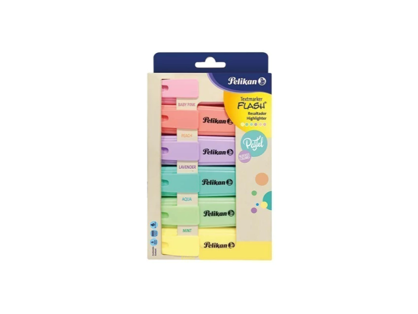 RESALTADOR CHATO PELIKAN BLISTER X6 PASTEL SURTIDO
