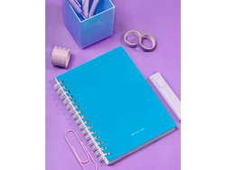 CUADERNO BP A5 T/Dura x 100 Hj. anillo doble alambre TURQUESA INTENSO