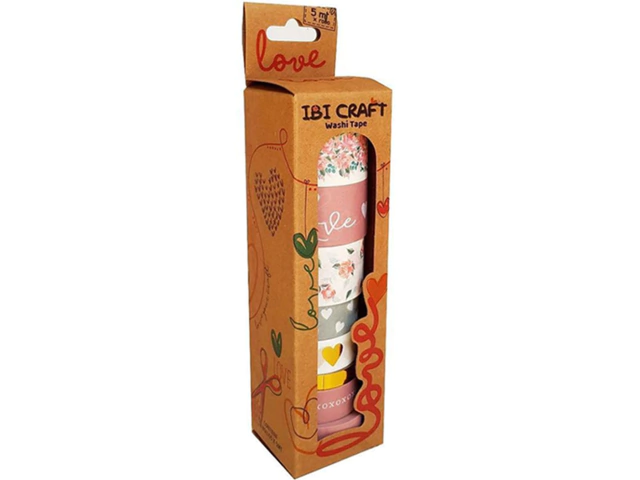 CINTA ADHESIVA IBICRAFT WASHI LOVE 5MT X8