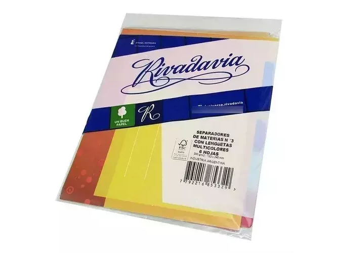 SEPARADOR N3 RIVADAVIA 6 HOJAS CON LENGUETA