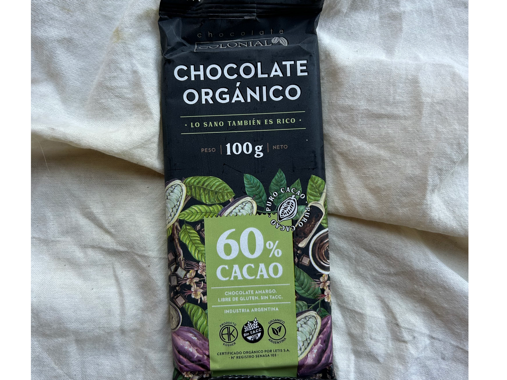 Chocolate amargo orgánico 60%