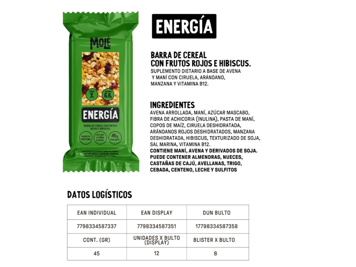 Barrita de cereal energía