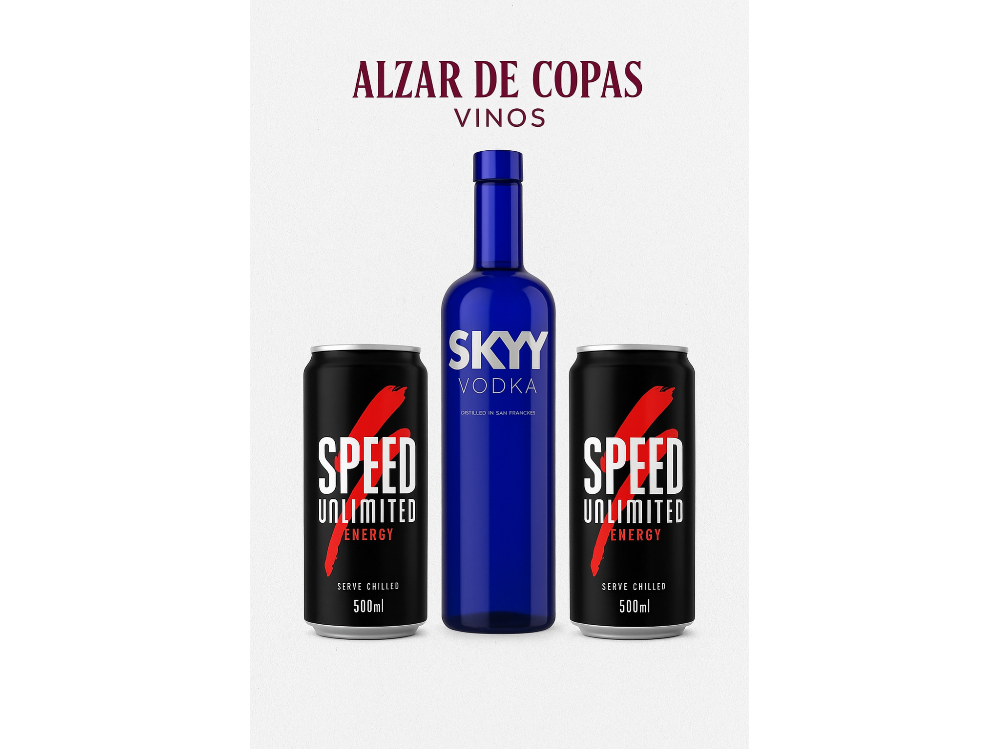 SKYY Vodka 750cc  + 2 Speed 500cc